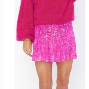 SHOW ME YOUR MUMU all night disco sequin skort in pink